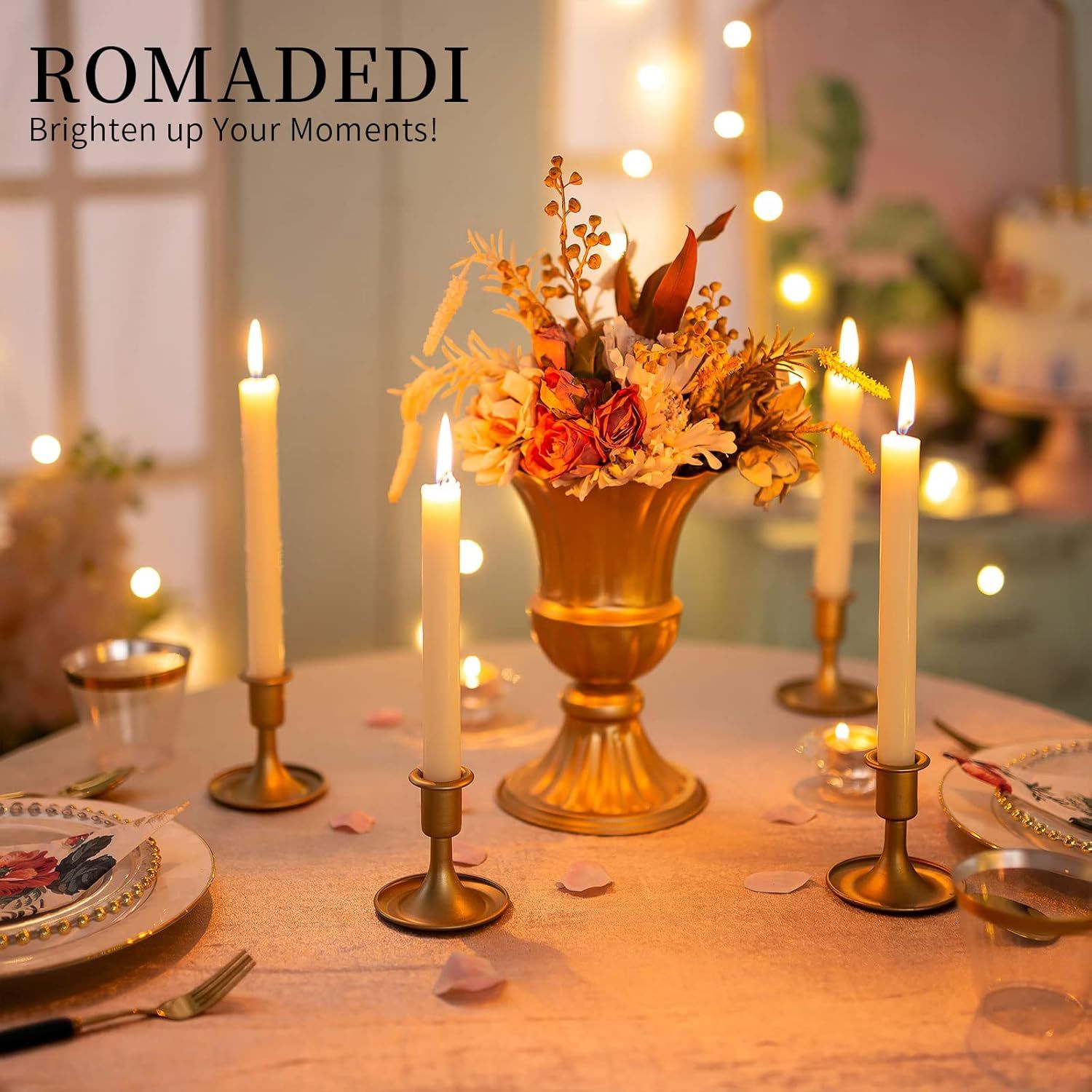 Candlestick Holders Taper Candle Holders, Gold Candle Stick Candle Holder for Table Centerpiece, Wedding Reception, Festive Christmas Mantel Decoration or Home โ image 5