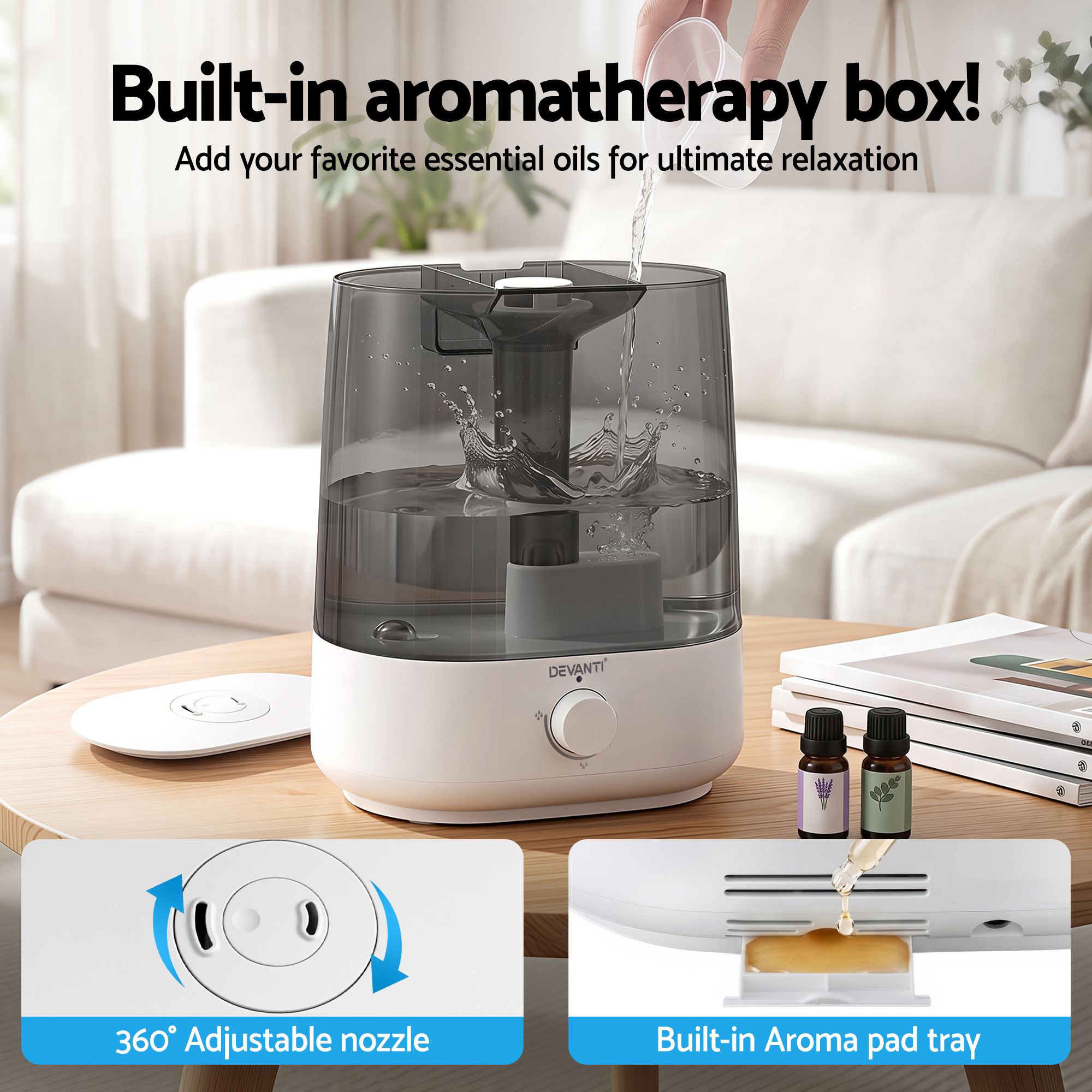 Devanti Ultrasonic Humidifier Aroma Diffuser Top Fill Quiet Bedroom 6L โ image 4