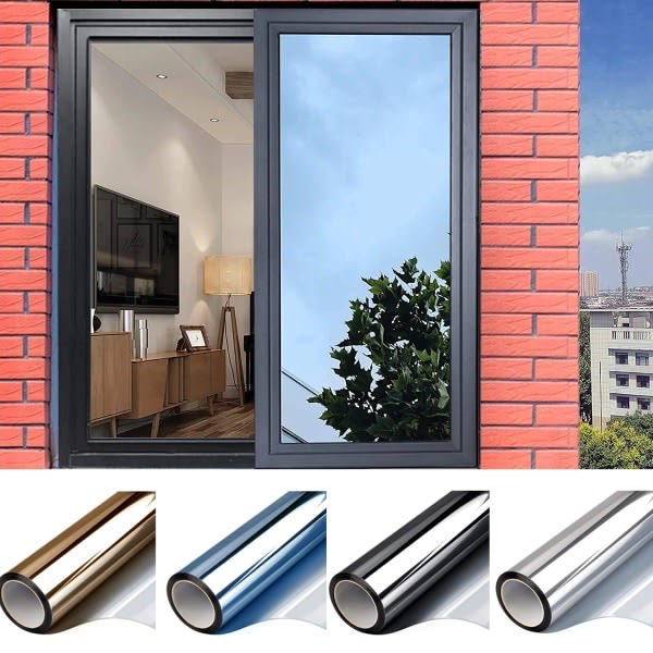 One-way mirror film Window film Sun protection Glass sticker - Special offer - Black Silver 40x300 cm Black-silver 40x300 cm