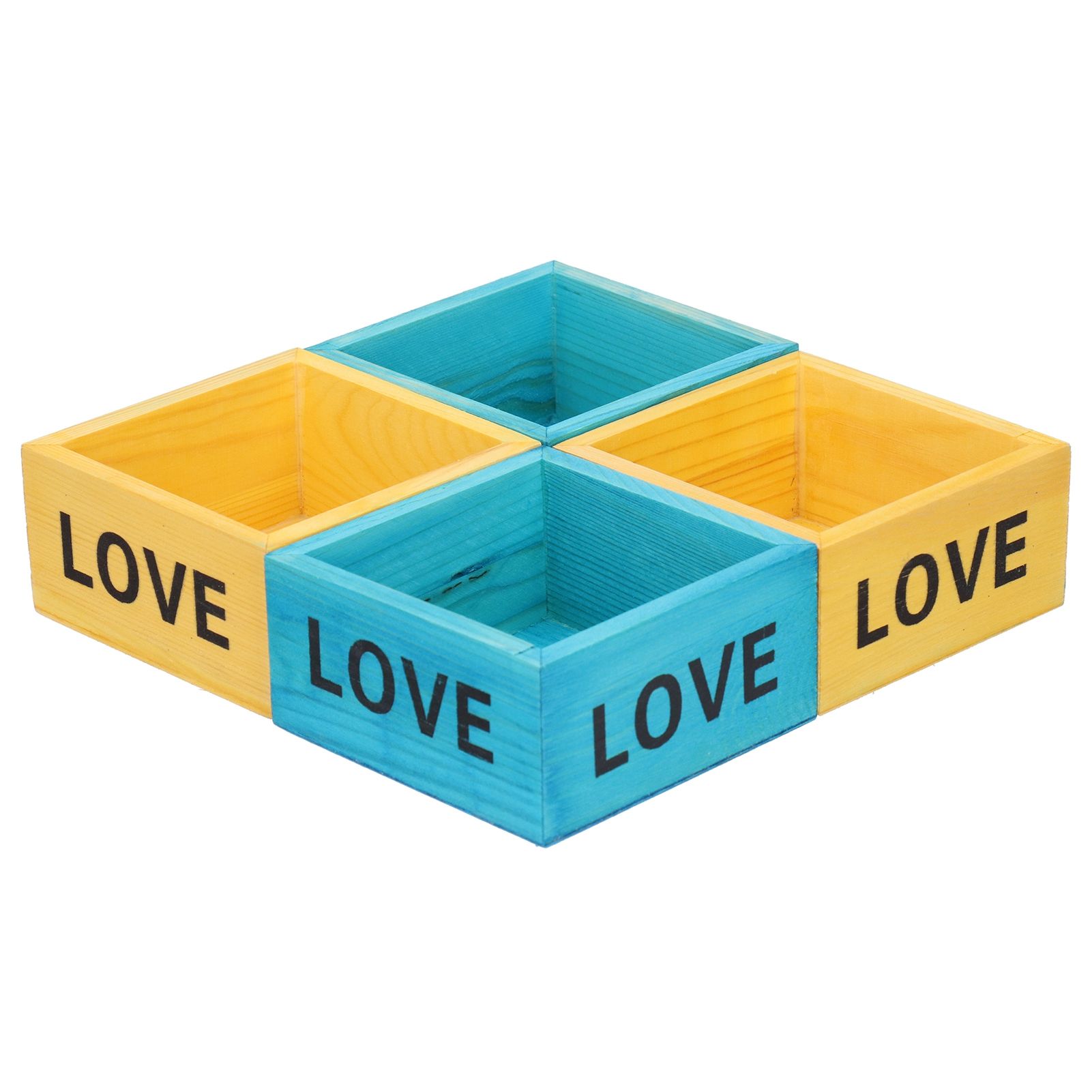 4Pcs Plant Pot Vintage Wooden Succulent Planter Box Flowerpot for Indoor Desktop Decoration — image 2