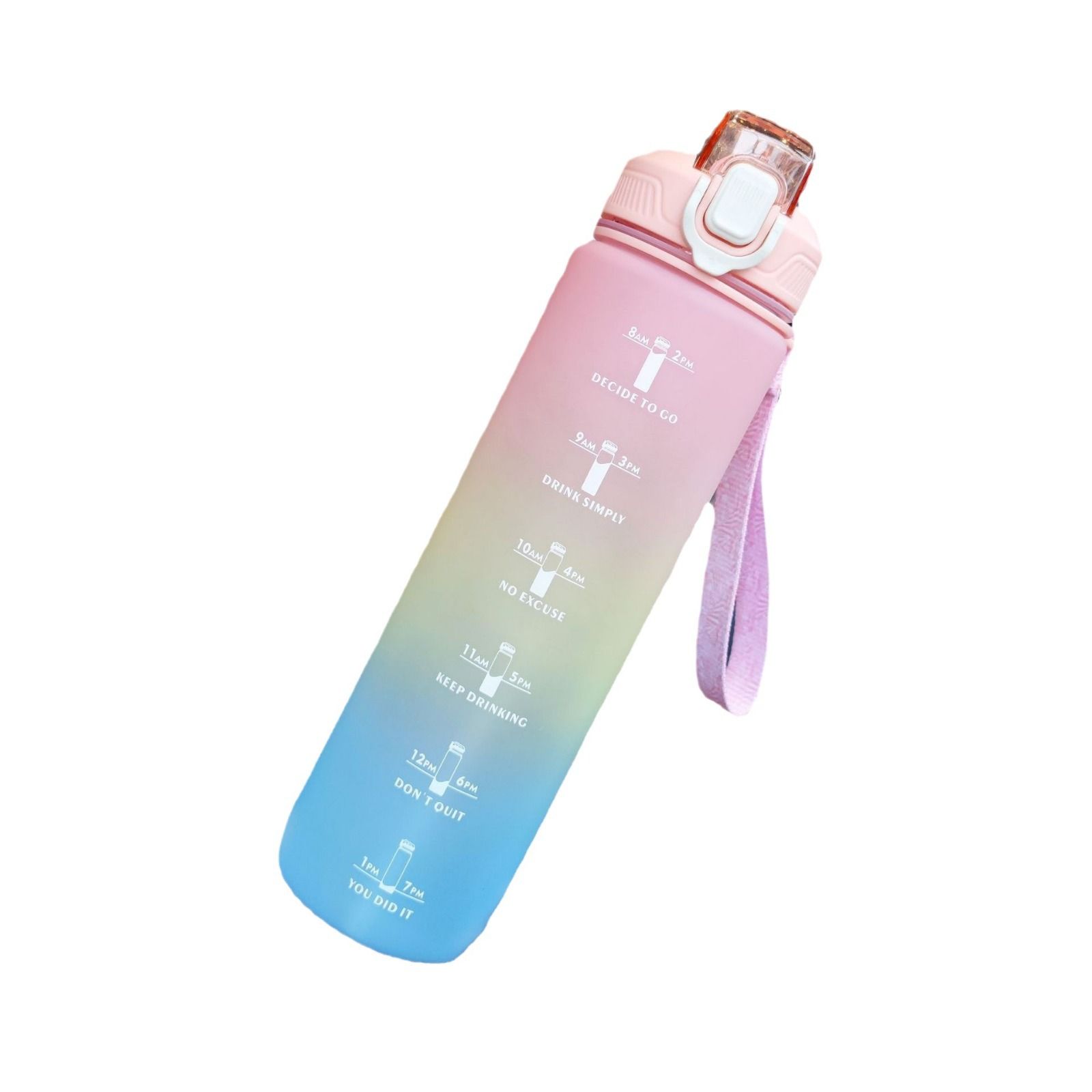 1L Water Bottles Big Water Bottle with Straw Travel Water Bottle with Time Marker Motivational Sports Water Bottle (Pink) — image 3