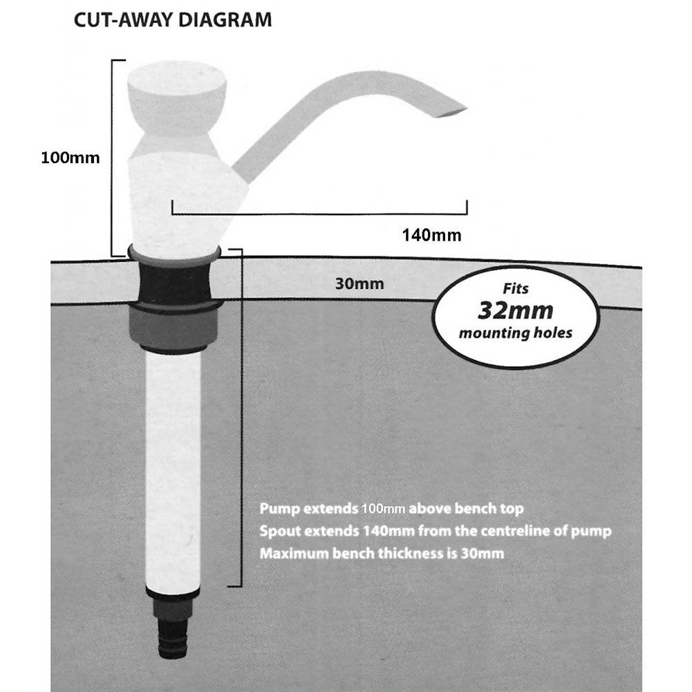 Caravan Sink Hand Pump, Hand-Operated Drum Pump, Caravan Sink Water Hand Pump Tap Camping Trailer Motorhome Rv (White) โ image 5