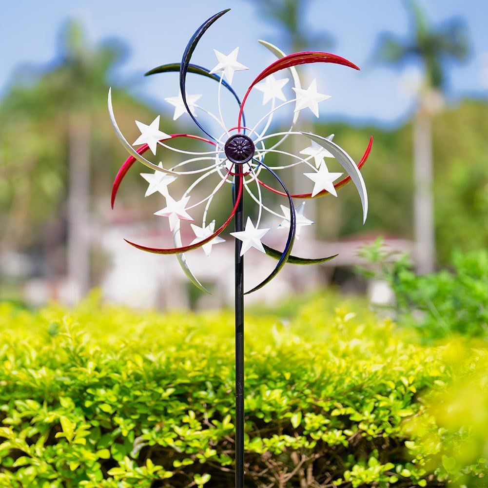 Tall Wind Spinners Outdoor Metal Large, Red White and Blue Wind Spinners for Yard and Garden Outside Patio Lawn Decor — image 5