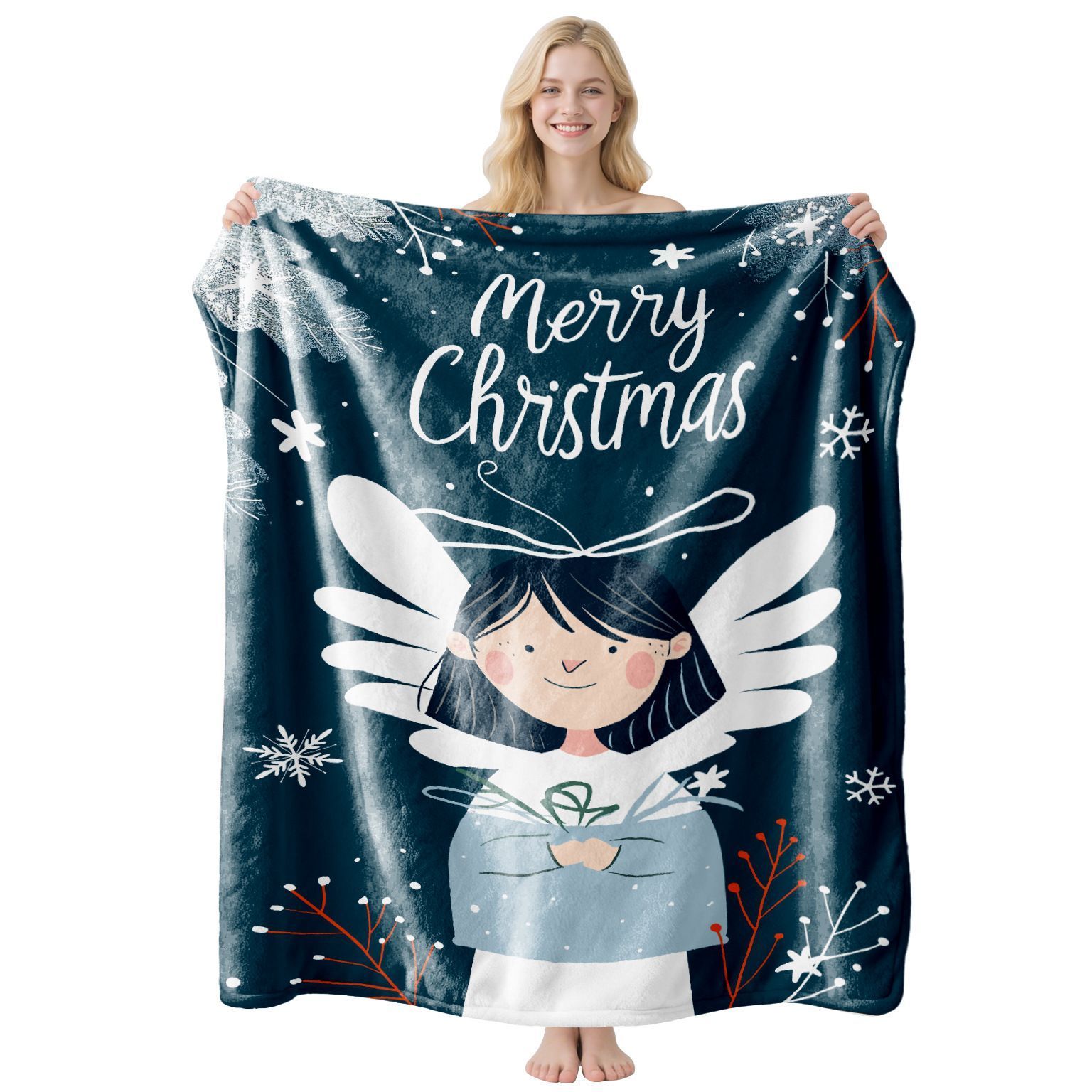 Christmas & Halloween Soft Flannel Throw Blanket, Lightweight Air‑Condition Cover, Delightful Holiday Gift For Sofa Decor, Style FLR‑104, Size XS, 75x100cm