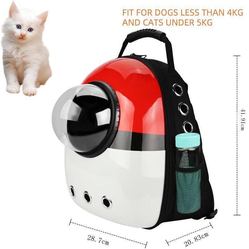 Cat Dog Backpack Carrier Breathable Pet Carrier Bag for Outdoor Travel - Red with White — image 5