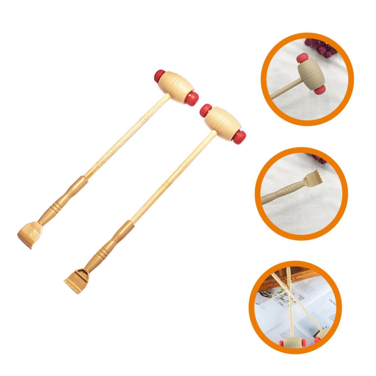 2pcs，Backstick, back scraper, wood massager tool, fitness hammer, portable wood back scraper, no need for knocking on the back — image 3