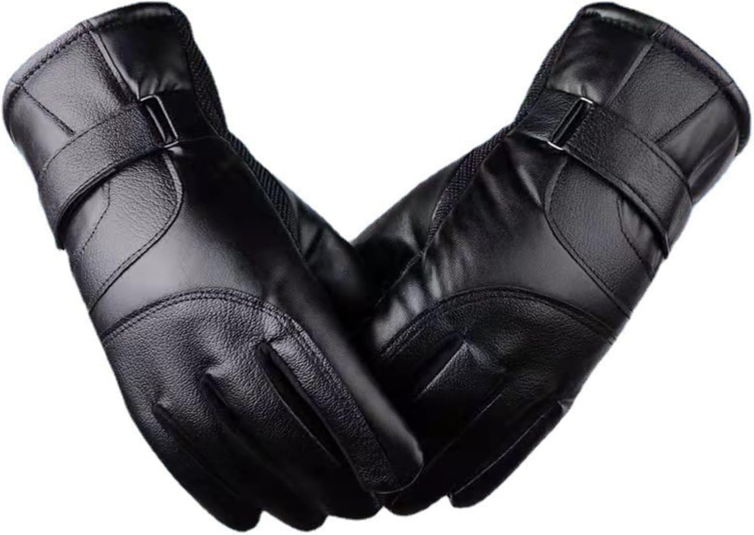 Men's Black Winter Gloves Thick Fleece Lined Warm for Outdoor Cycling Skiing