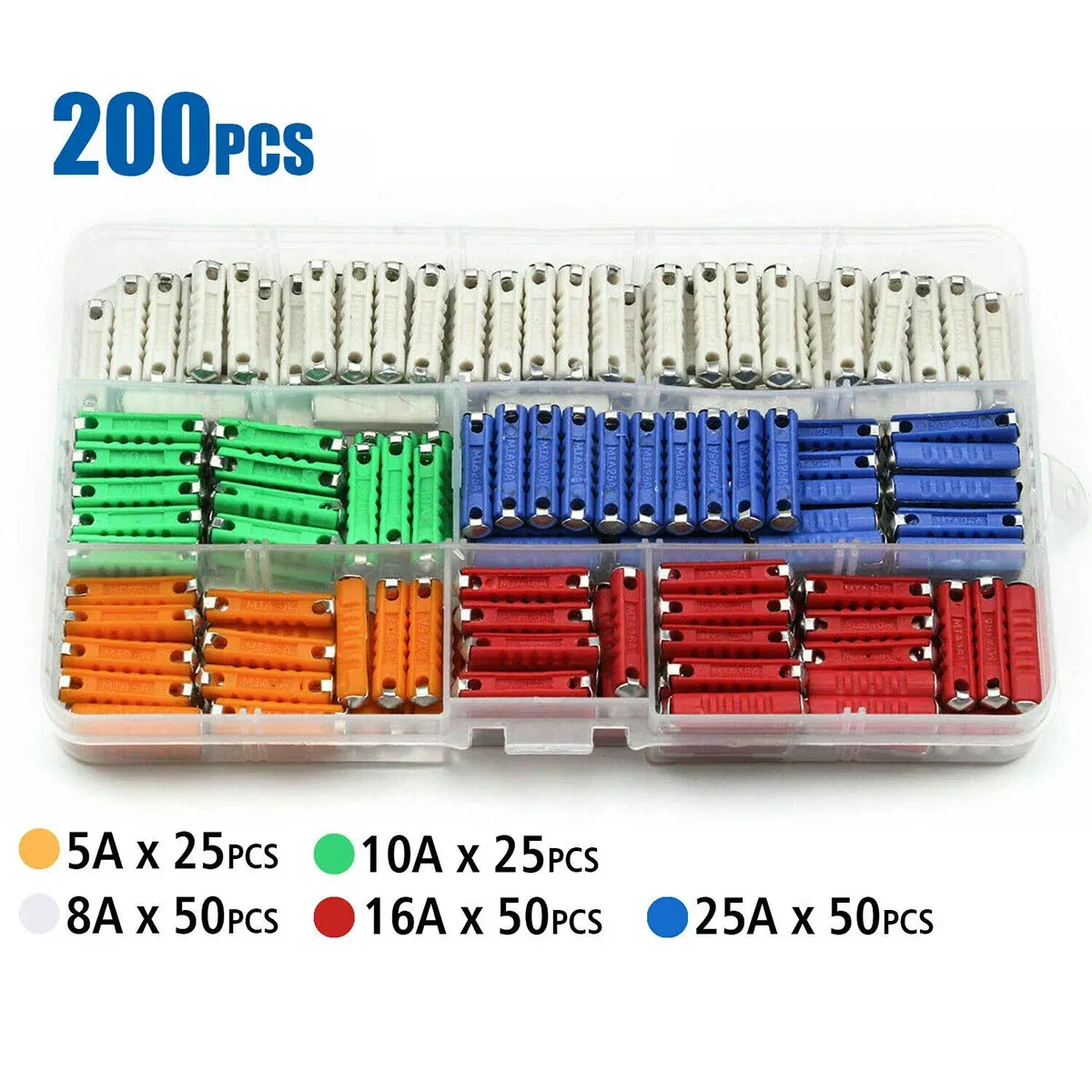 200PCS Torpedo Car Fuse Assortment Kit with Colour Coded Ratings for Vehicle Maintenance — image 4