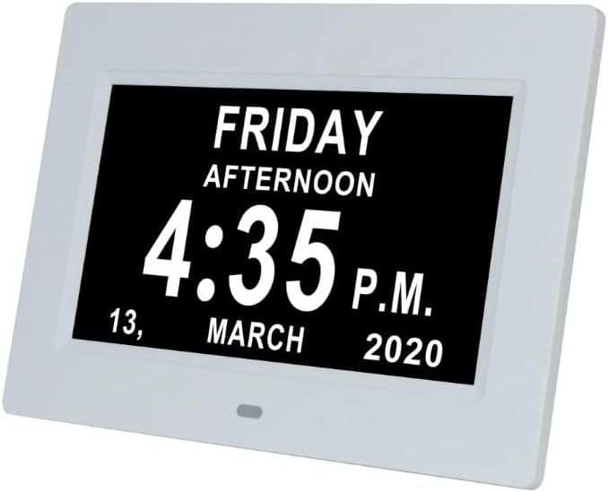 7" Large Display Digital Clock with Detailed Time & Date, Multiple Alarm Reminders,Language Options,Plug-in operation,Designed specifically for the