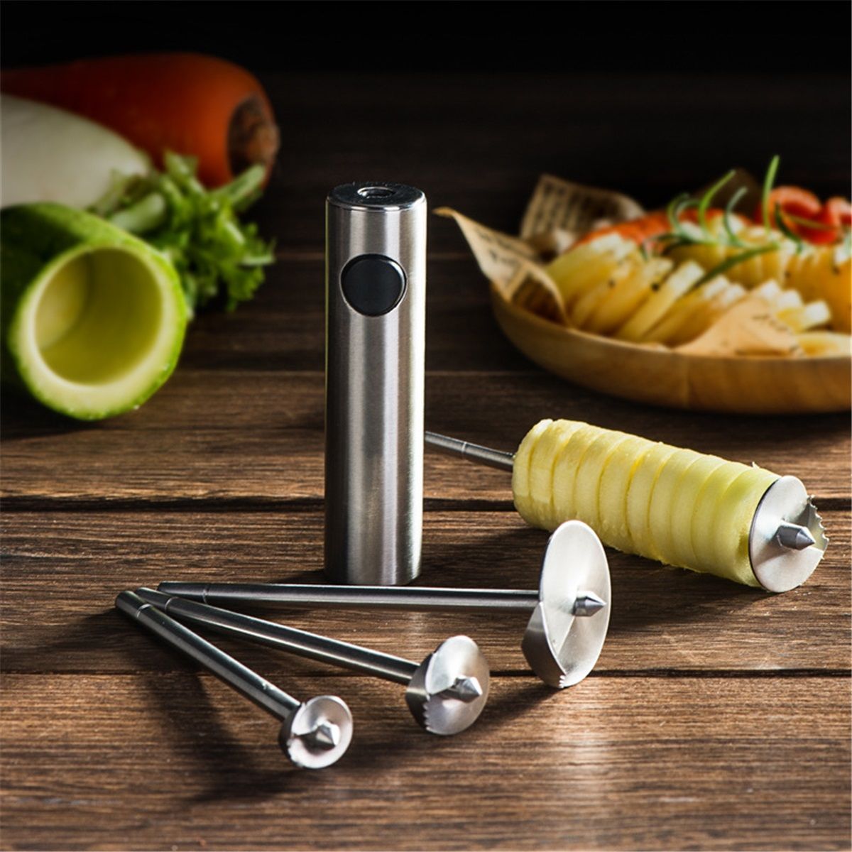 Stainless Steel Vegetable Drill | Fruit Corer And Veggie Spiralizer Ergonomic Handle With 4 Sizes for Coring and Hollowing out Zucchini, Potatoes, Carrot โ image 4