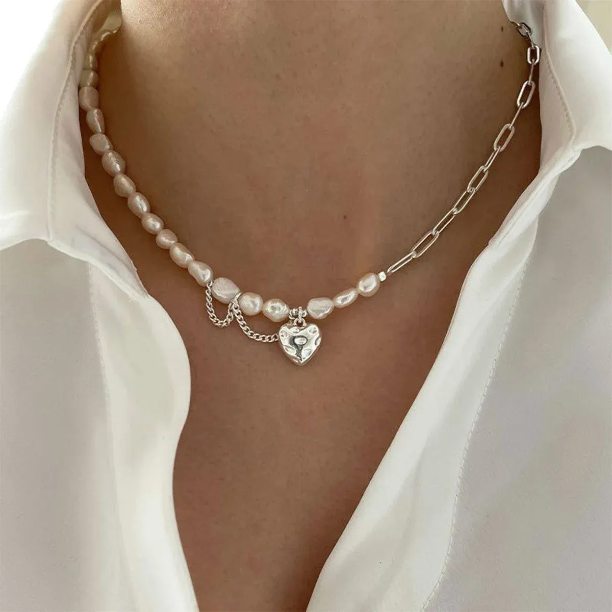 Sweet Love Heart Necklace Tassel Chain Asymmetric Collarbone Jewelry for Women โ image 6