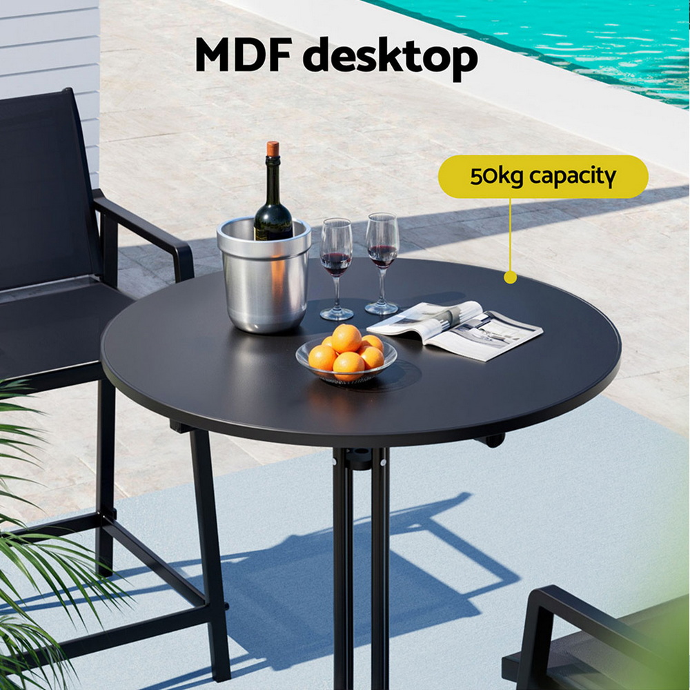 Gardeon Outdoor Bar Table Round Folding Desk Top 109cm Patio Furniture Black โ image 4
