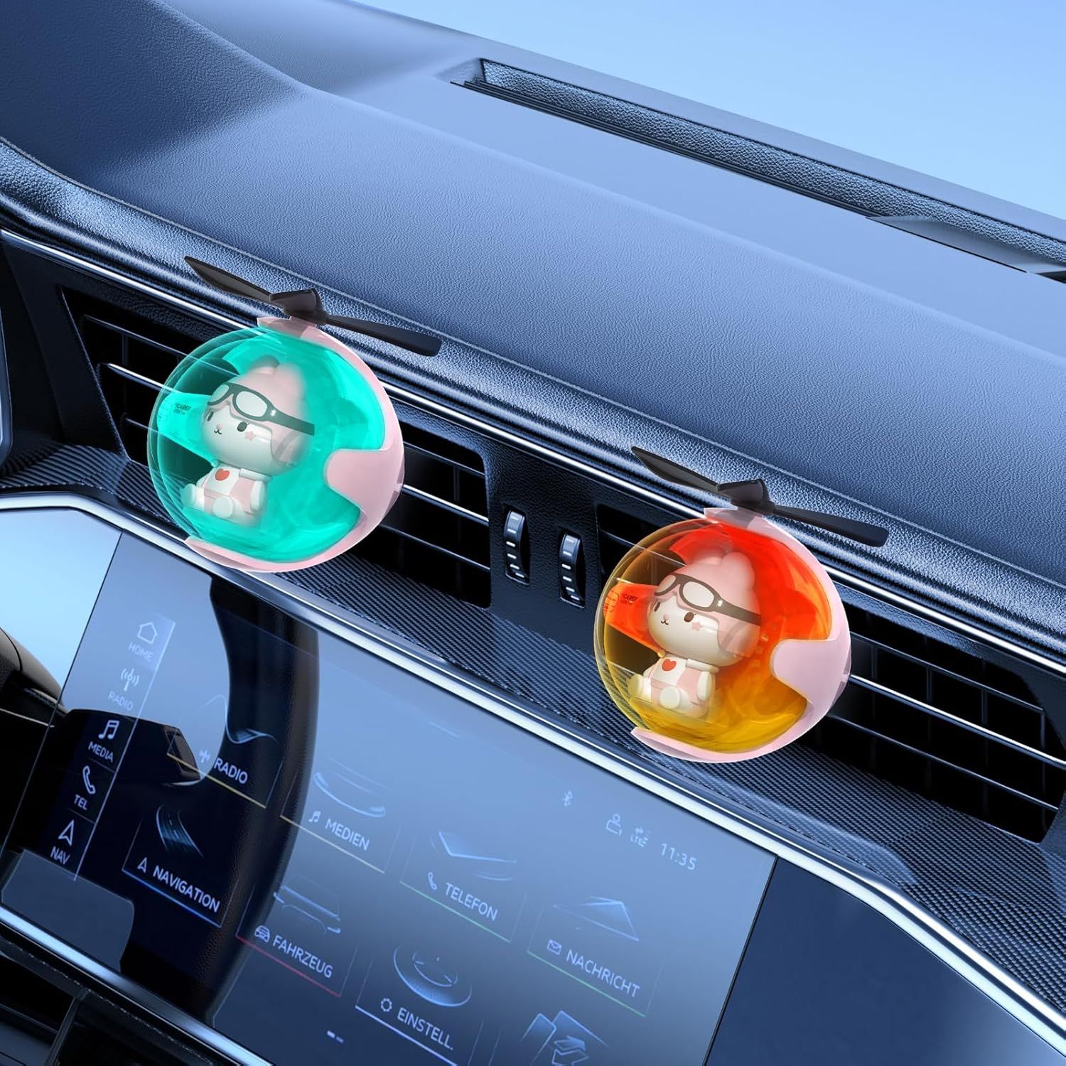 Pink Bunny Car Air Freshener with 6-Color Auto Light Up & 4 Scented Replacements Tablets – Light Scent, Decorative Auto Accessories, Cute Easter Decorations — image 6
