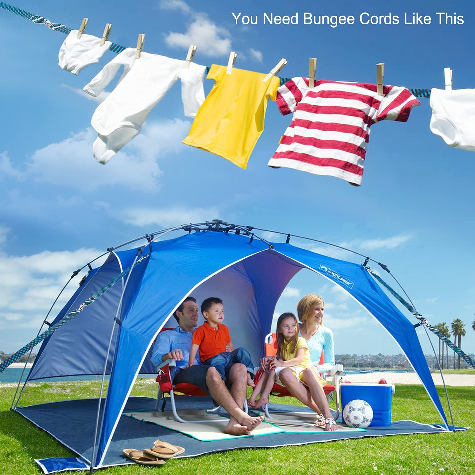Stretch Elastic Bikes Luggage Hanging Rope Belts Strap with Hooks - wide elasticity and not easily damaged. 4M Blue โ image 5