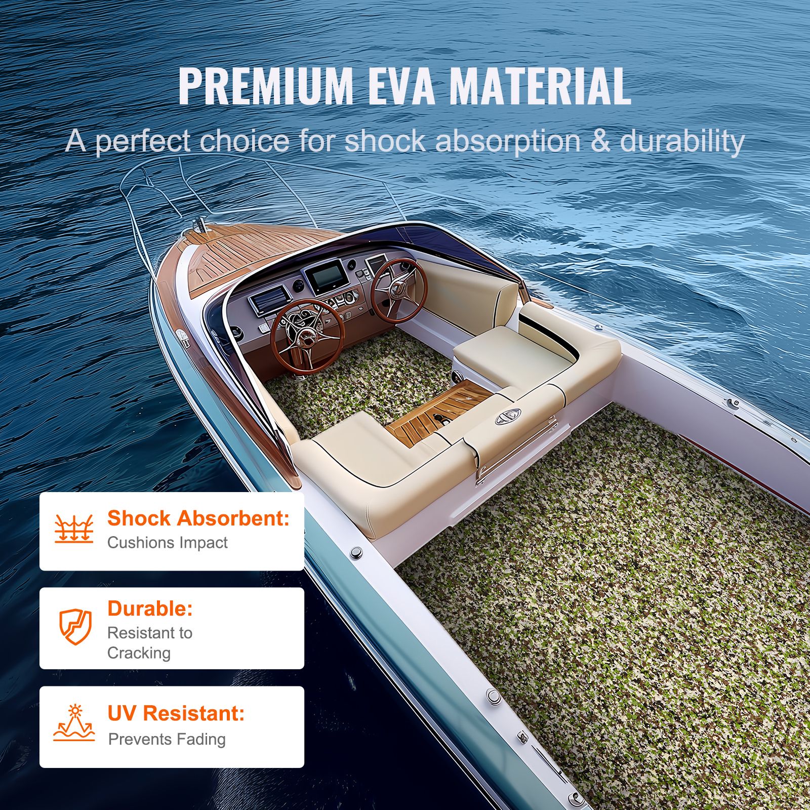 Boat Flooring, EVA Foam Boat Decking 94.5" x 35.4", Non-Slip Self-Adhesive Flooring, 23.2 sq.ft Marine Carpet for Boats, Yacht, Pontoon, Kayak Decking — image 4