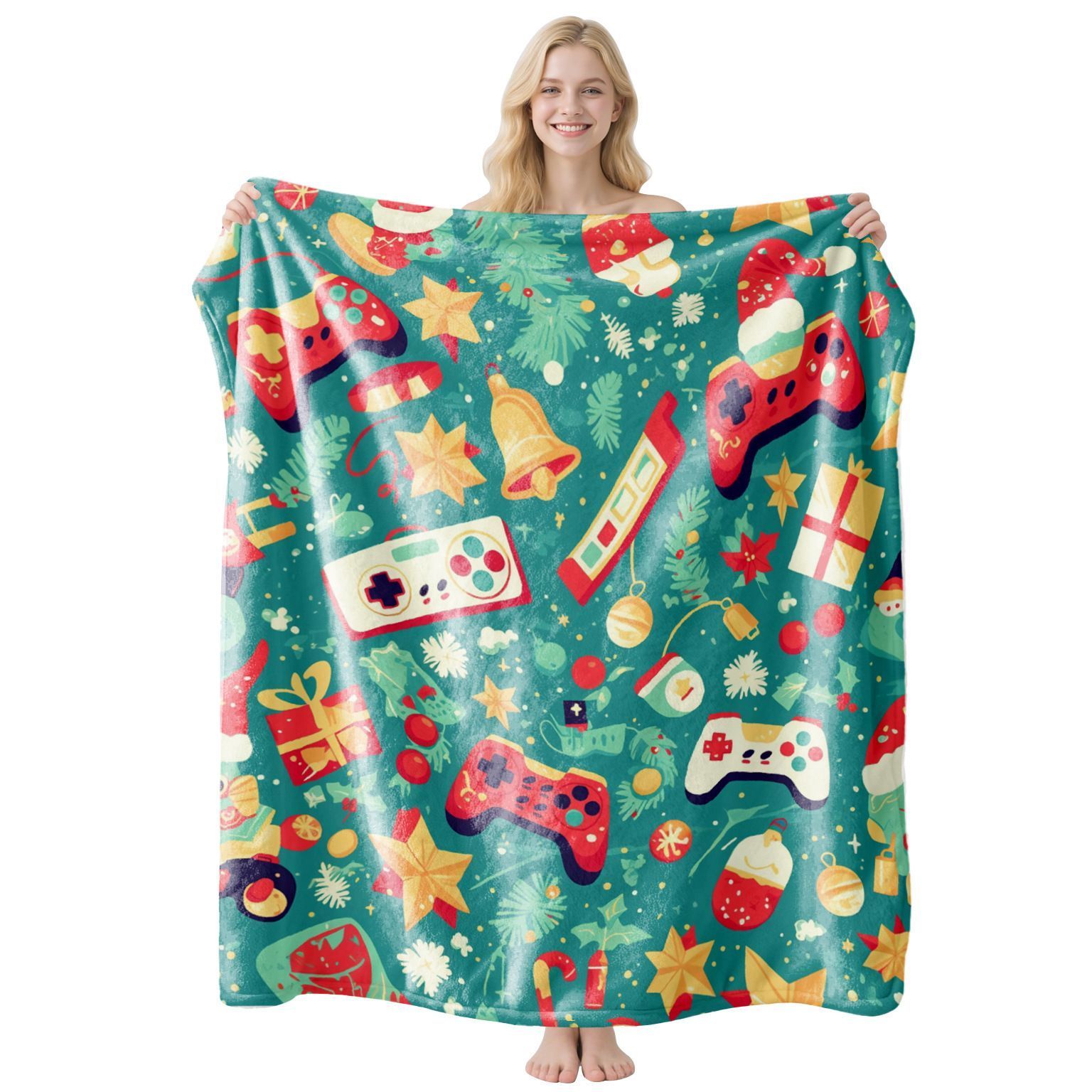Christmas & Halloween Motif Flannel Blanket, Mellow‑Touch Rest Throw, Nice Holiday Gifting Option For All Kinds Of Indoor Household Zones, Style FLR‑207, Size