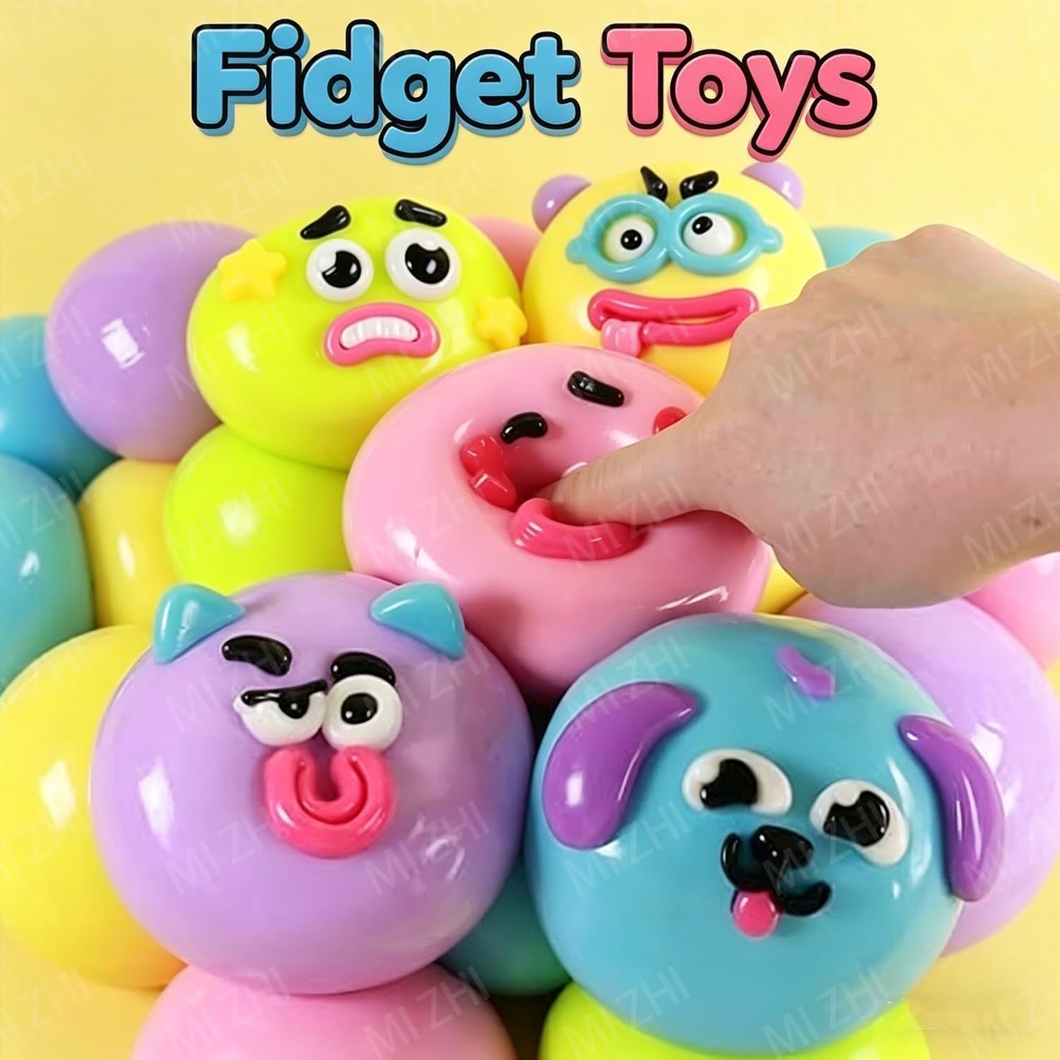 Dog Face Stress Ball Slow Rising Sensory Toy for Anxiety Relief Yellow โ image 6