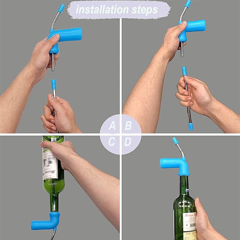 Beer Snorkel Funnel Dispenser Beer Chugger Stainless Steel Straight Tube Drinking Chug Can and Bottle Straw (with Straw Brush) — image 2