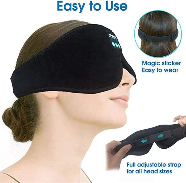 Bluetooth Sleep Headband with Eye Mask, Stereo Music for Sleeping and Relaxation, Pink — image 4