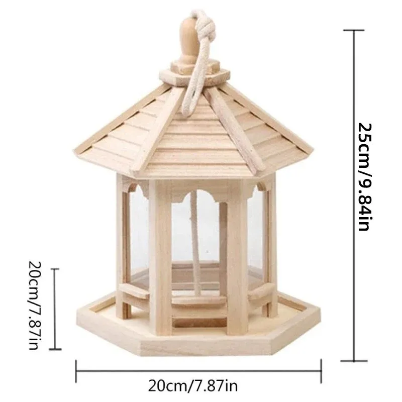 Wooden Bird Feeder Pavilion Style Birdhouse Weatherproof for Garden Outdoor โ image 3