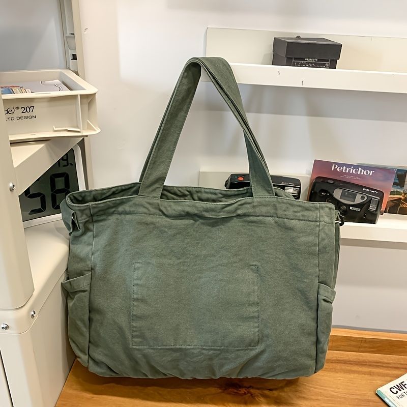 Unisex Bag Cross-Body Bag Shoulder Bag Tote Bag Large Capacity Bag Student Bag - Green - Size 38-14.5-32 โ image 3