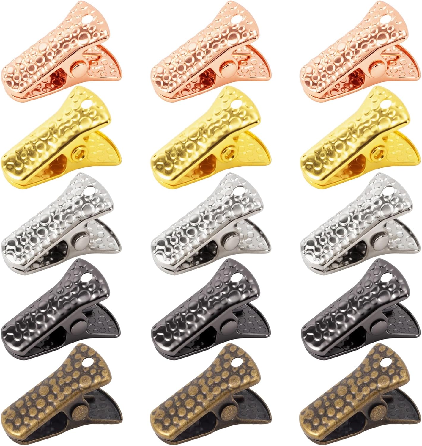 15pcs Mini Alligator Clips with Steel Core, Non-Slip Silicone Small Alligator Spring Clamp, Multipurpose Retro Flat Clips for DIY Crafts Home Office Wedding- 5