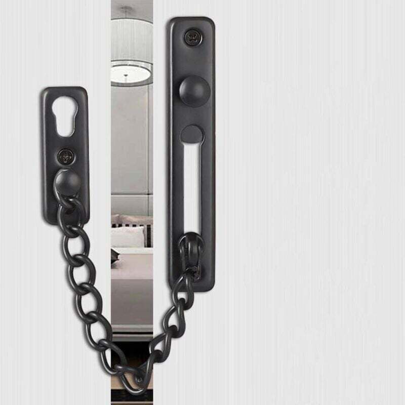Door Chains, Anti-Theft Door Chain Lock, Reliable Stainless Steel Door Security Chain Door Latch Lock Ideal for Home Hotel, Black — image 4