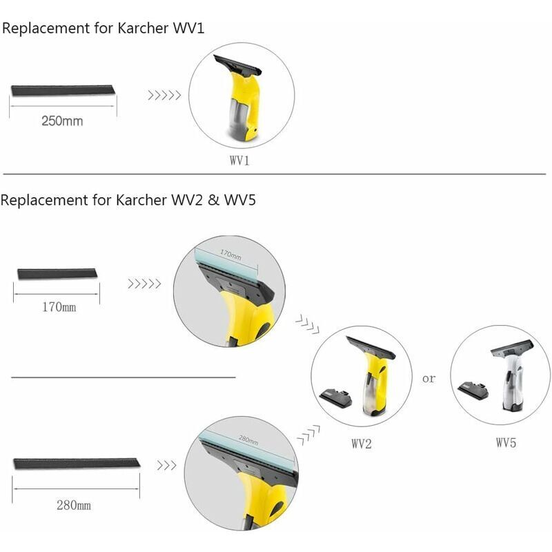 2pcs 280mm Window Washer Replacement Blade Window Cleaning Blade Squeegee Accessories Refill Replacement for Karcher WV2 WV5 — image 2