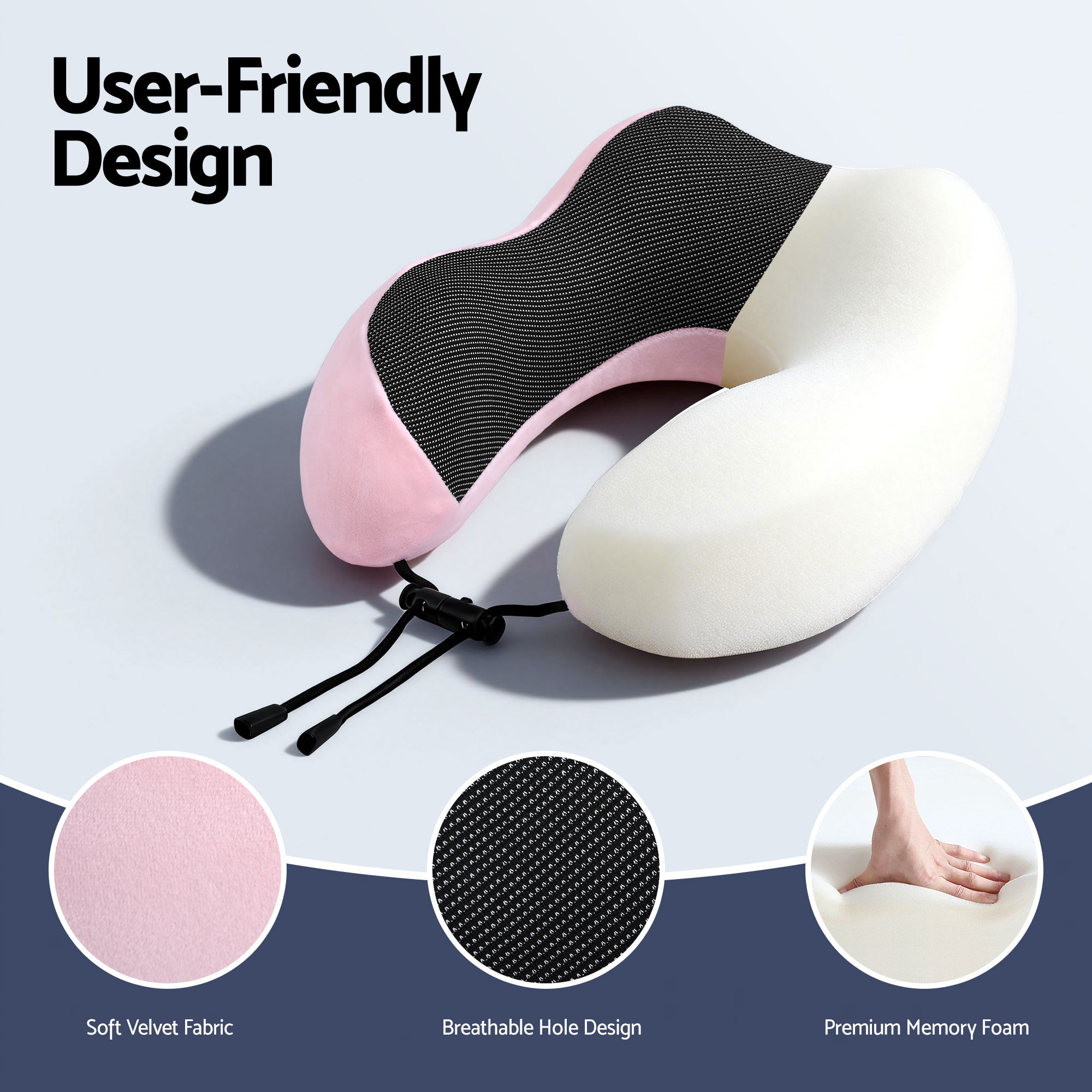 Wanderlite Travel Pillow for Airplanes Memory Foam Neck Pillows for Traveling, Soft & Washable Cover with Storage Bag, Portable Plane Accessories for — image 5