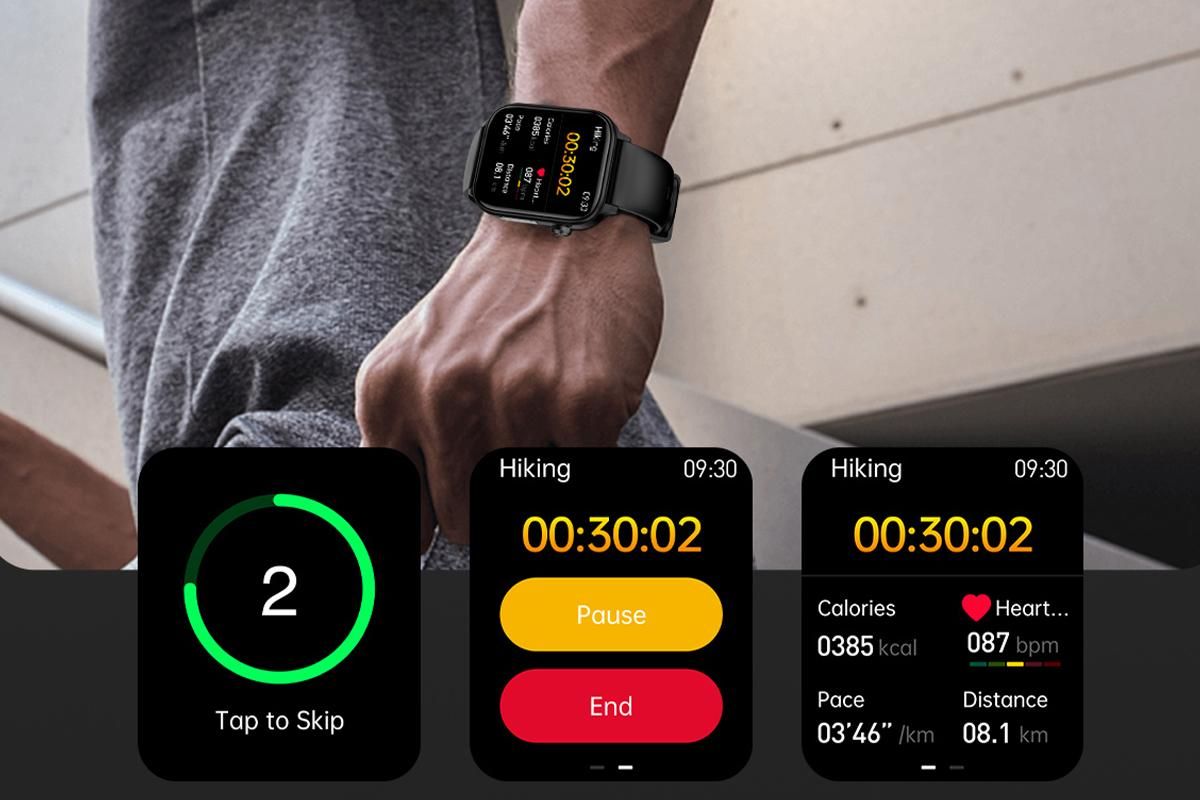Smart Watch 1.96-Inch ECG Fitness Tracker with Heart Rate Blood Oxygen Blood Glucose Uric Acid and Blood Lipid 100 Sports Modes Activity Tracker-Black — image 6