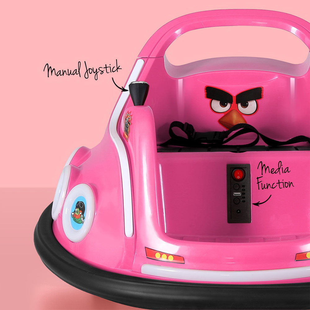 Kids Ride On Car Bumper Electric Ride On Cars Light Remote Angry Birds Sticker Pink โ image 4