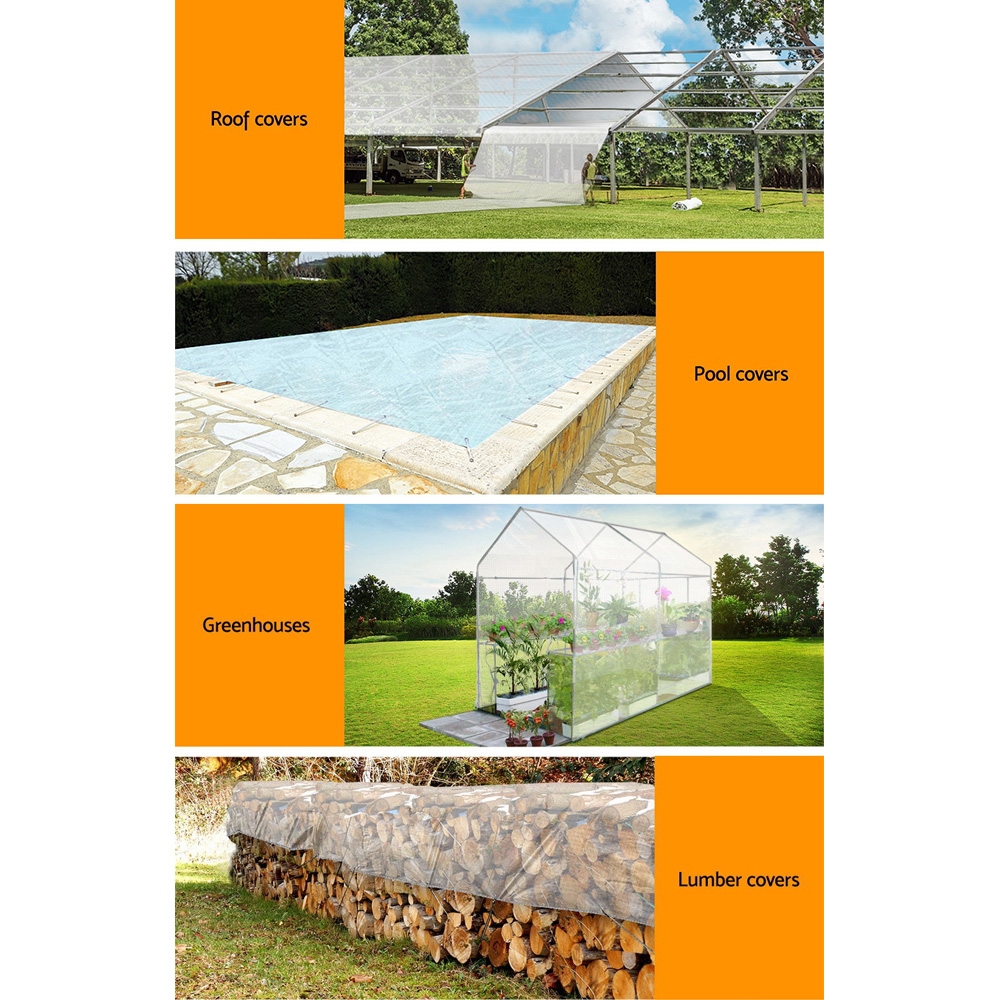 Instahut Tarp Tarpaulin 5 × 10m Canvas Heavy Duty Camping Cover Clear — image 6