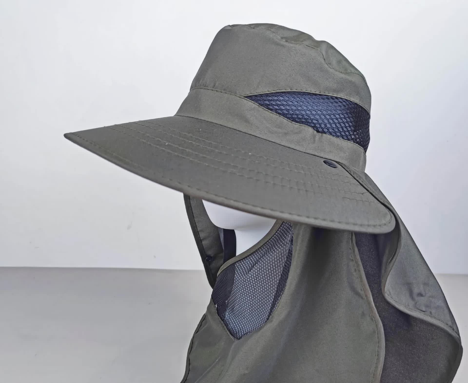 Black Outdoor UV Protection Hat for Men - Detachable Face & Neck Shield, Large Brim Sun Hat for Fishing, Hiking, and Outdoor Activities โ image 6