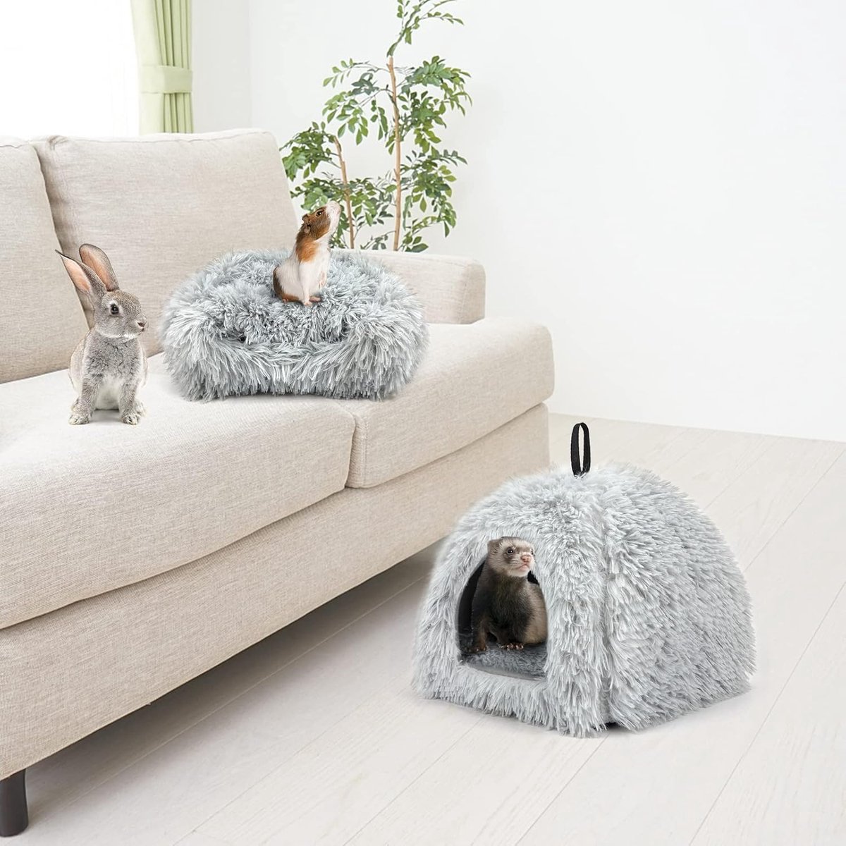 Cat Basket - Rabbit House - Cat House - Plush - Warmth - 40x40x37 CM - Rodent - Cat Bed - Kitten Basket - Animal House - Cat Cushion - Cat Den - Cat Houses — image 3