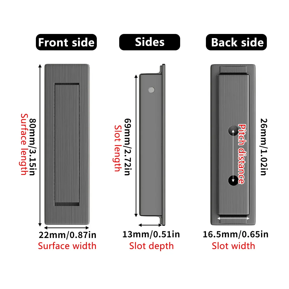 Tatami Silver Drawer Handle Embedded Rotating Concealed Cabinet Pull Invisible - Black β image 4