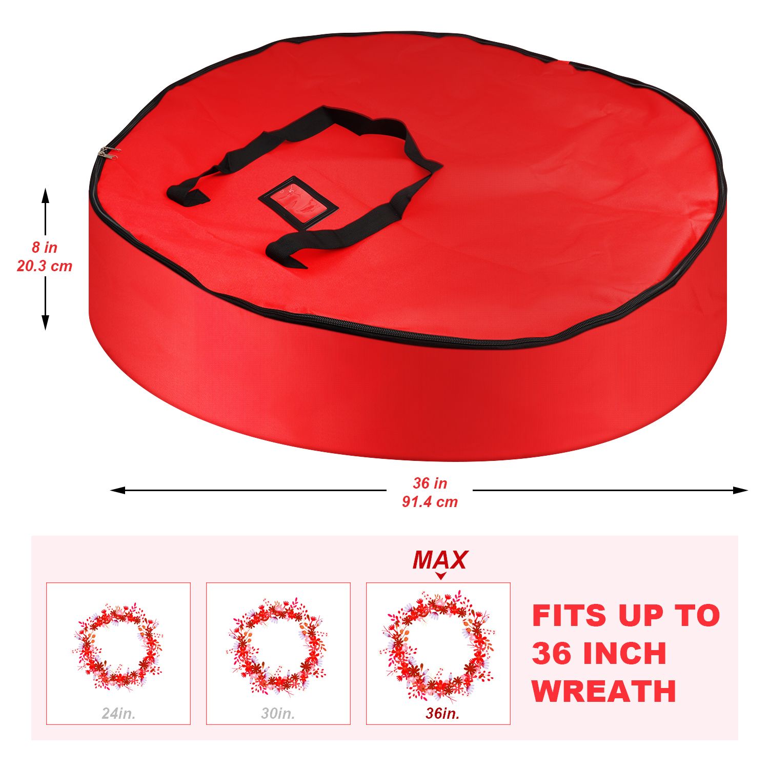 91x20cm Household Christmas Wreath Storage Bag with Handle Waterproof Dustproof Xmas Wreath Organizer โ image 6