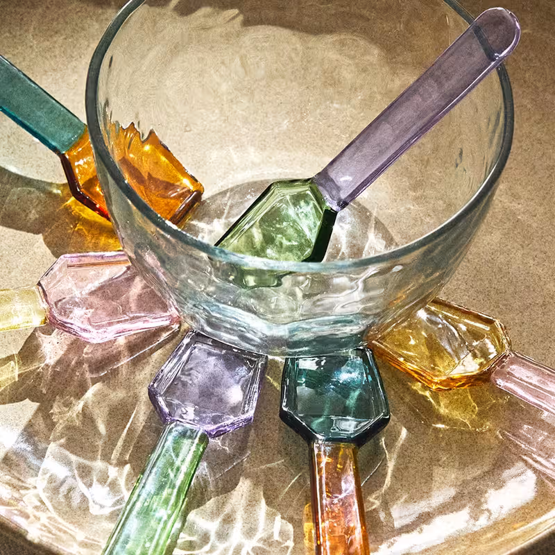 6 Pcs Glass Spoons for Coffee Teaspoons 3.6 inch Heat Resistant Coffee Stirrers Ice Tea Spoon Glass Mixing Spoon for Tea SugarHome Bar Party (6 Color) — image 2