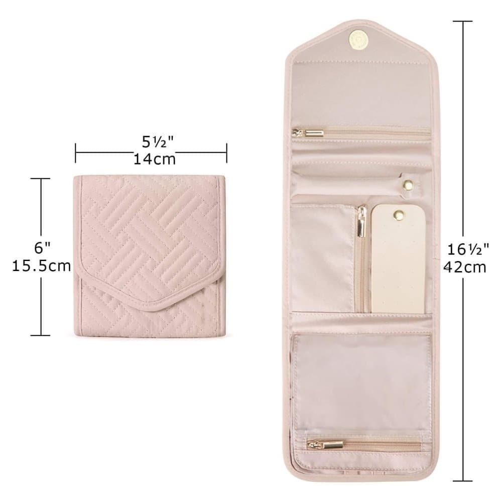 Pink Travel Jewelry Box with Compartments, 15cm, Compact Jewelry Storage Bag Easy to Carry in Your Bag โ image 2