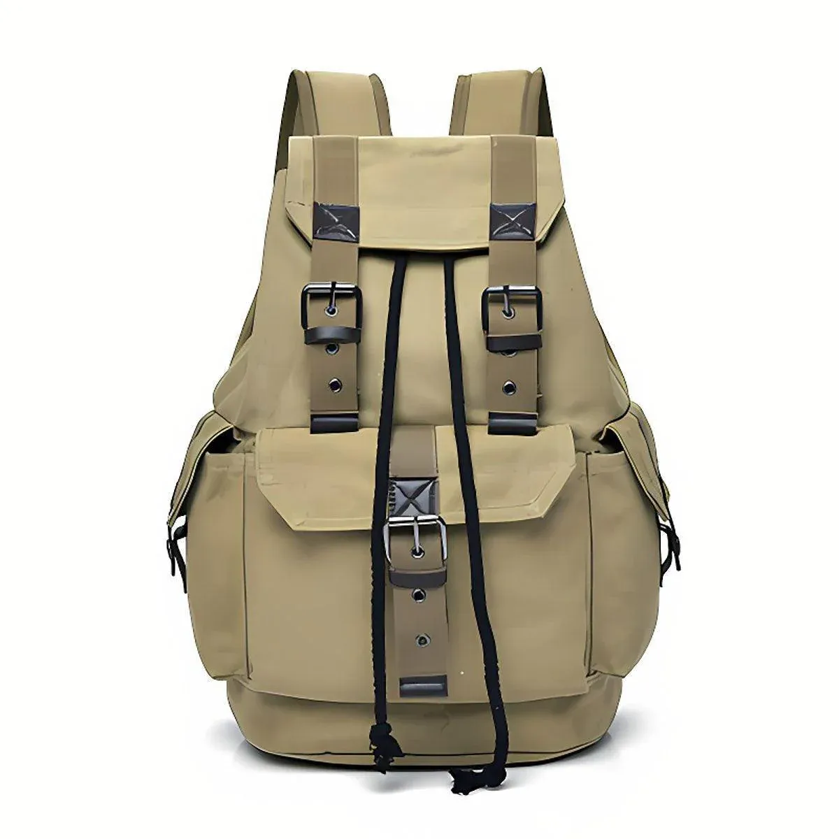 Unisex Retro Rucksack Large Capacity Travel Bag Leisure Backpack Schoolbag - Khaki
