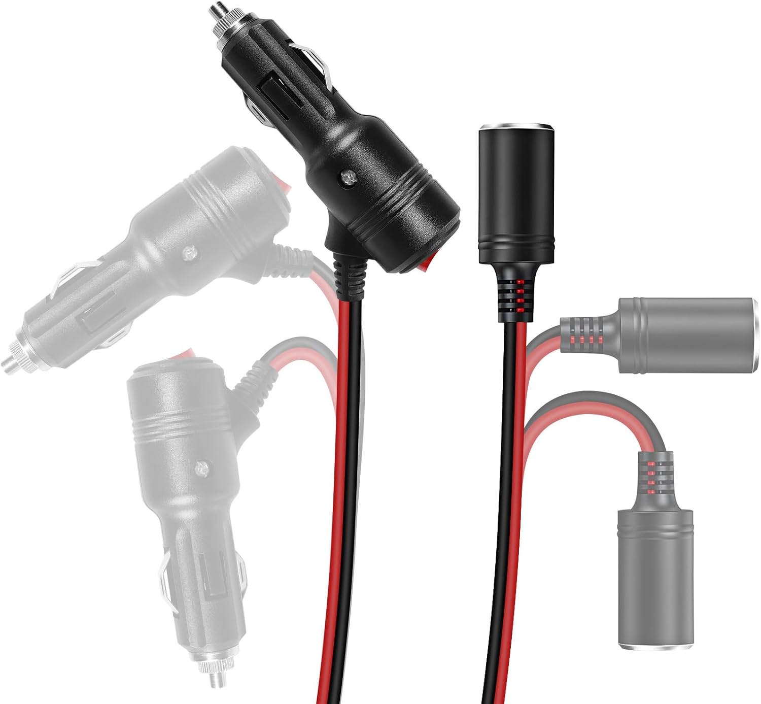 Car Cigarette Lighter Splitter,2-Socket Cigarette Lighter Adapter Extension Plug Cord Power Charger Port for DC 12V 24V Car Vehicle 2-Way Splitter Y on/Off — image 6