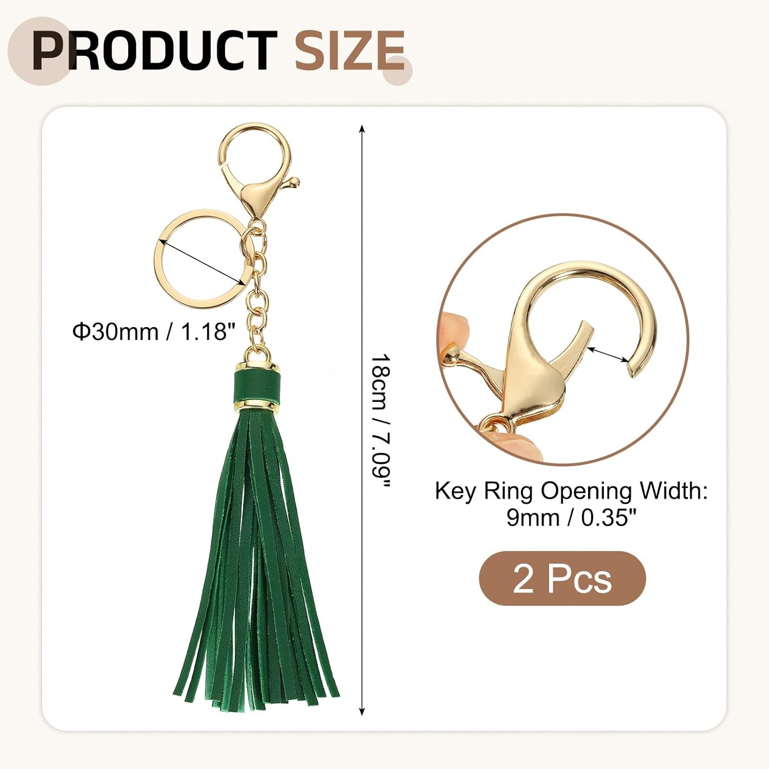 Leather Keychain Tassels, Women Tassel Bag Charm with Lobster Clasp Key Ring for Handbag Purse โ image 2
