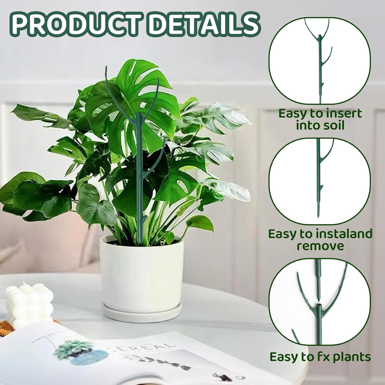 5-Pack Stackable Monstera Plant Support - Plant Stakes with Cage Rings for Indoor and Outdoor Plants Use - Garden Stakes for Climbing — image 3