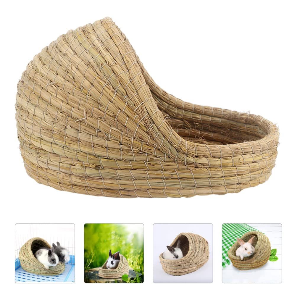 Rabbit grass bed, rabbit woven hay bed, natural handmade grass house for small pets, suitable for Totoro, guinea pigs, hedgehogs, rats（mini version） — image 2