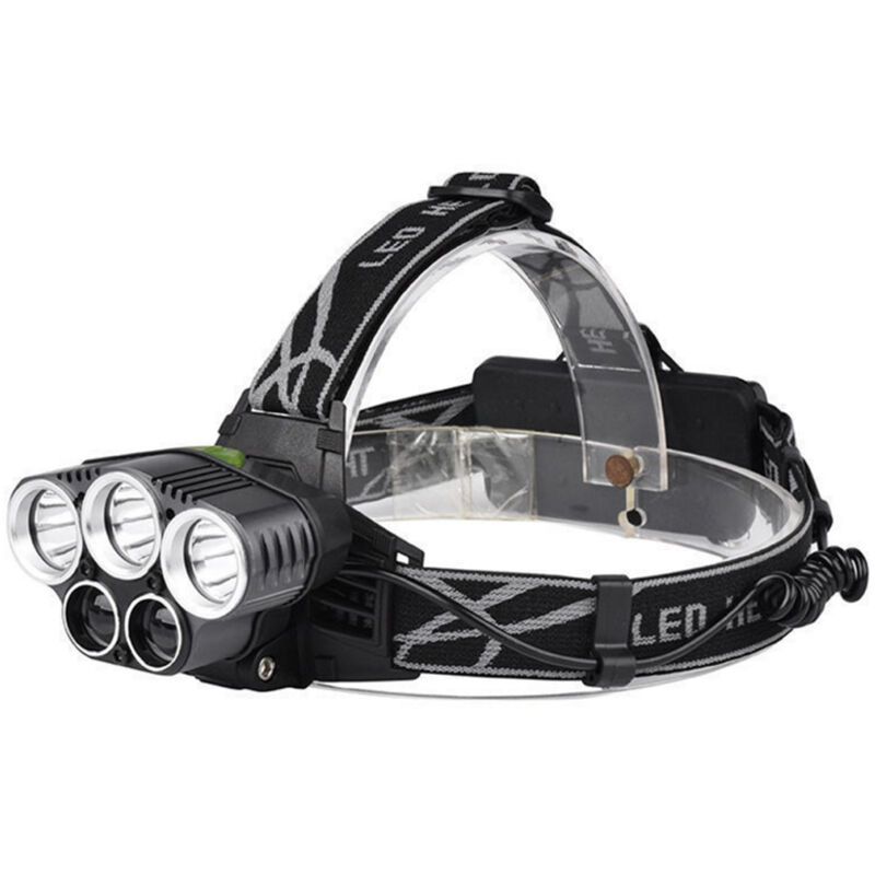 Rechargeable Headlamp 5 LED USB Head Torch 6 Modes Black — image 2