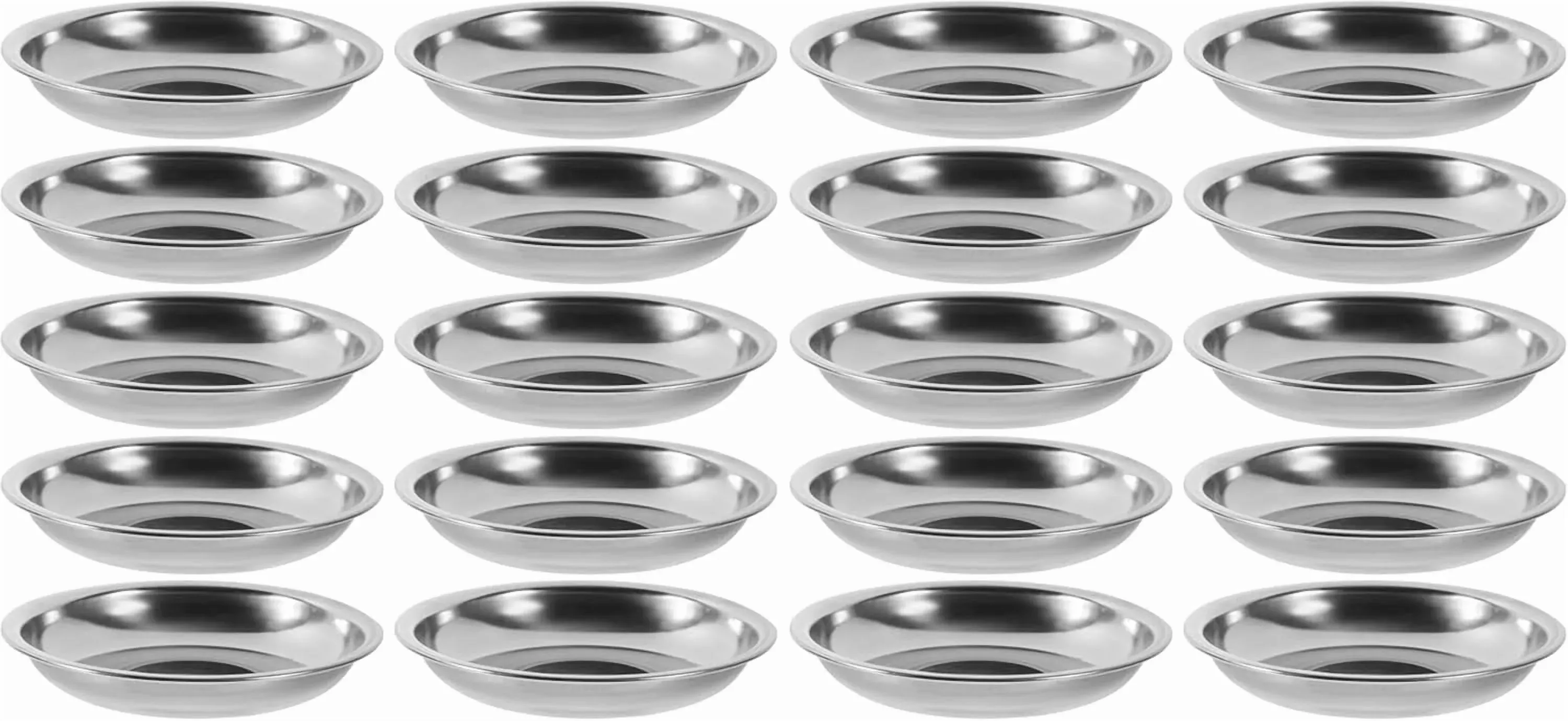 10 Pack 10cm Stainless Steel Dipping Dishes, Reusable Sauce Appetizer Plates for Camping, Silver