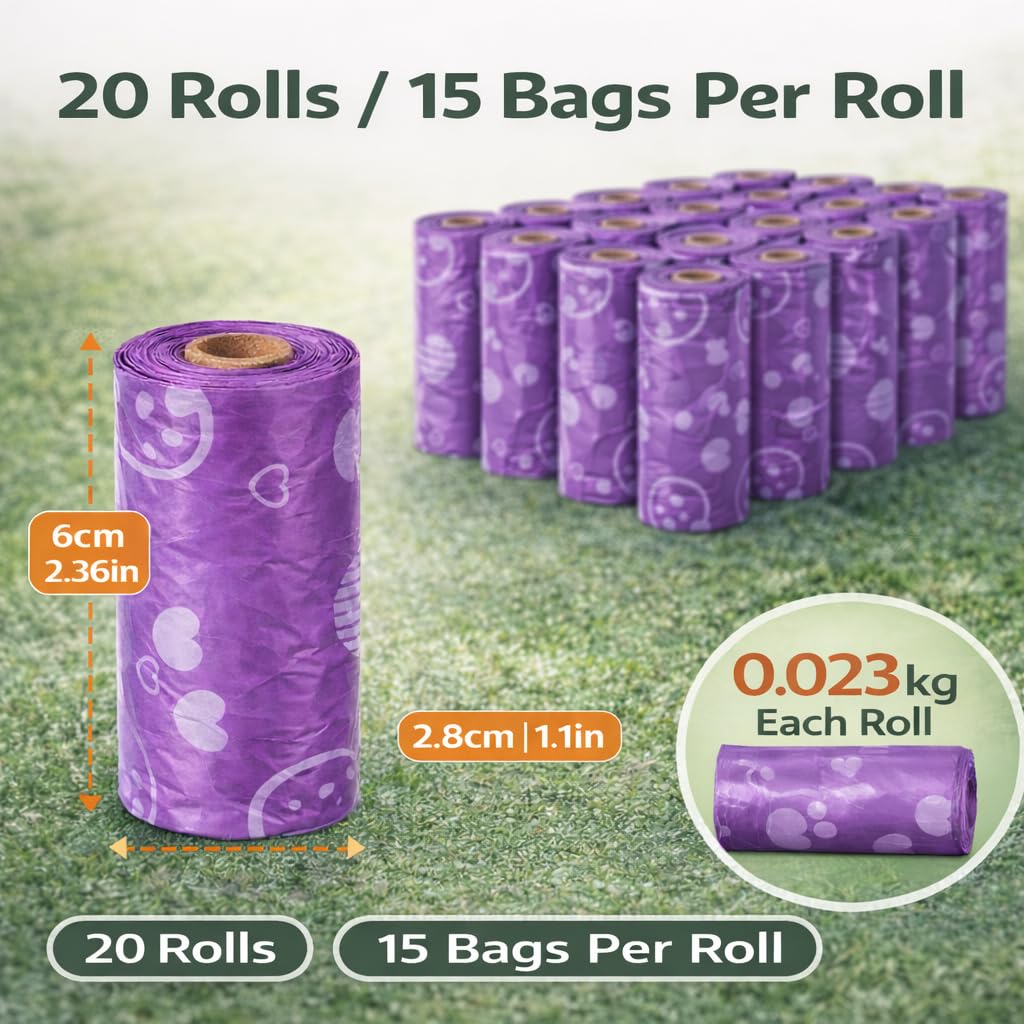 Dog Poop Bags with Dispenser – 240 Count, Leak-Proof, Strawberry Scented, Large Size for All Dogs, Biodegradable & Durable (Purple) — image 6