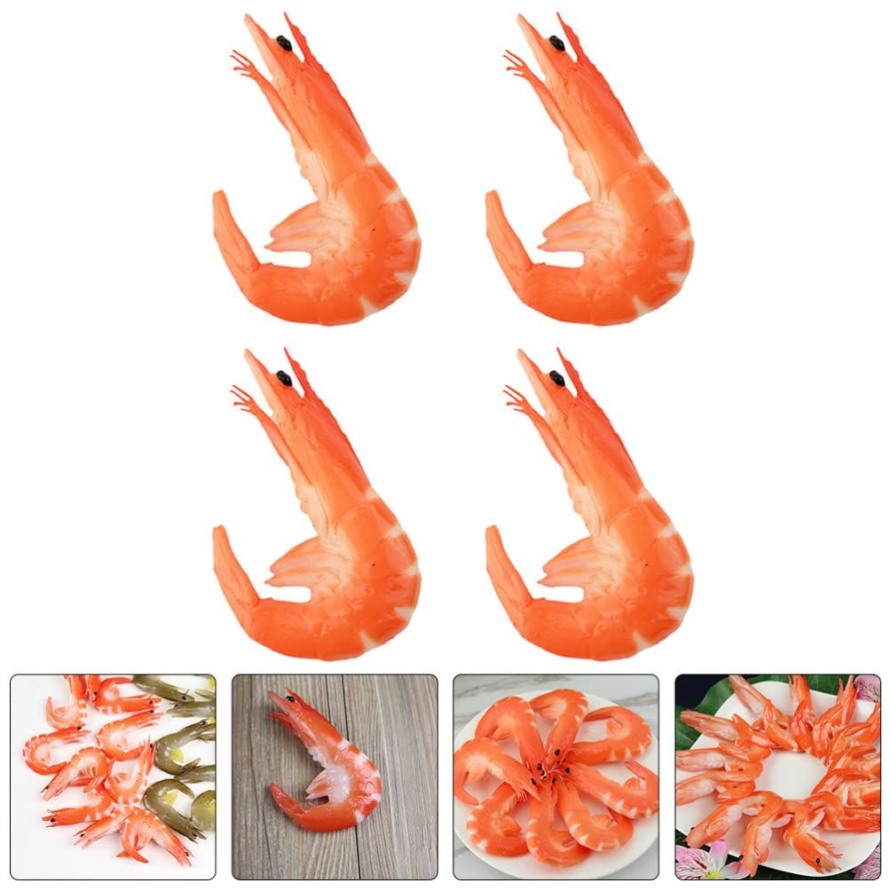 4pcs Desktop Decor Table Top Decor Fake Food Model Realistic Food Model Toys Birthday Decoration for Girl Shrimp Toy Simulated โ image 3