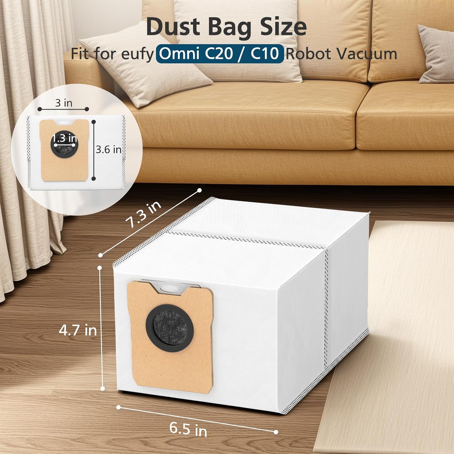 18 pcs Dust Bags for eufy Omni C20 C10 Robot Vacuum, 3.6L Large Capacity Replacement Bags with 3-Layer Odorproof & Leakproof Fabric — image 5