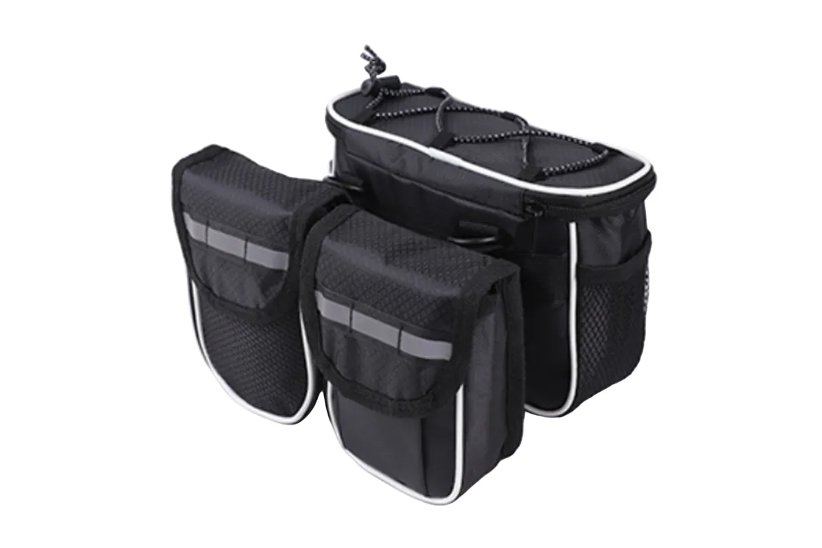 Detachable Bicycle Front Frame Tube Crossbody Storage Bag Black