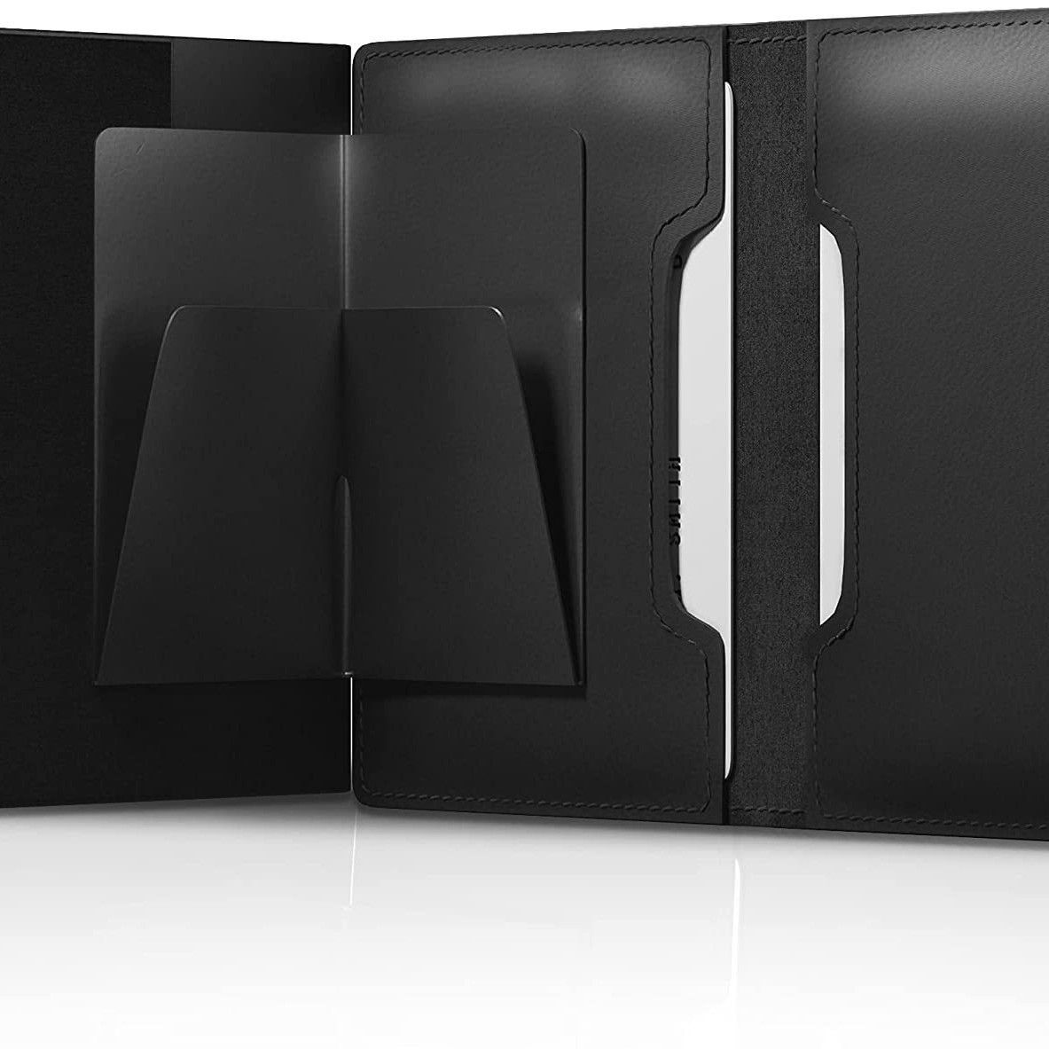 AirTag Wallet Genuine Leather Air Tag Wallet RFID Technology Credit Card Holder with Minimalist Wallet for Men for Apple AirTag (No Airtag Included)(Black) — image 3